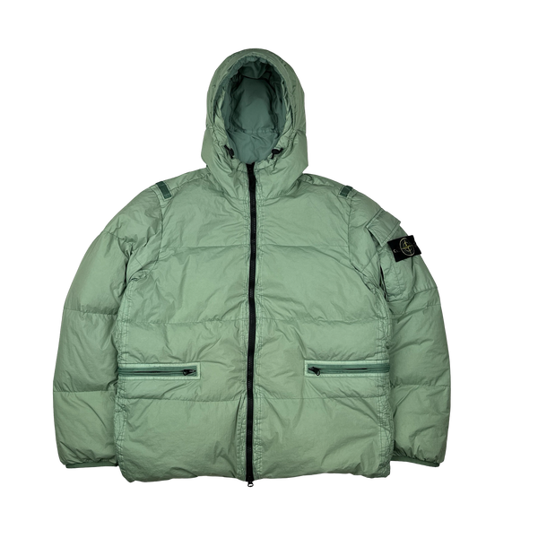 Stone Island 2022 Green Crinkle R-NY Down Puffer Jacket - Medium