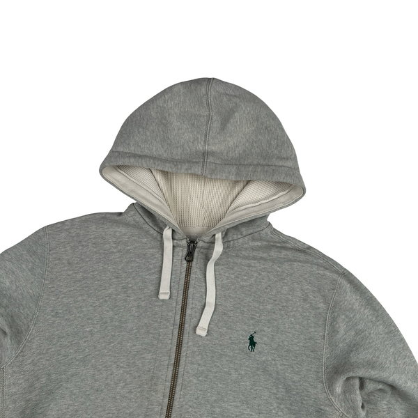 Ralph Lauren Grey Thick Cotton Zipped Hoodie - Large