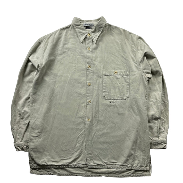 Stone Island 1998 Cotton Tan Spellout Shirt - XL