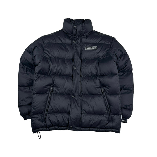 Napapijri Black Spellout Puffer Zipped Jacket - Small