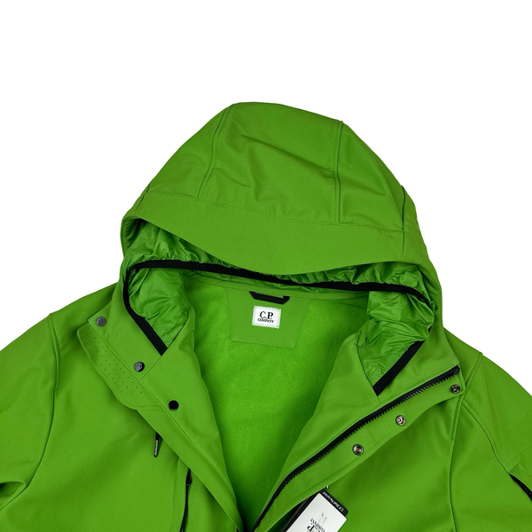 CP Company Green Fleece Lined Long Soft Shell Lens View Jacket - Large