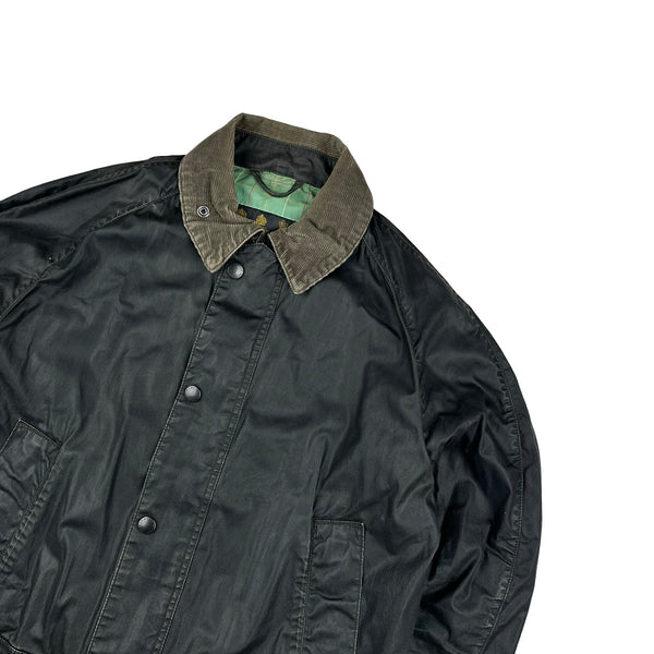 Barbour Dark Green Cotton Wax Field Jacket - Large