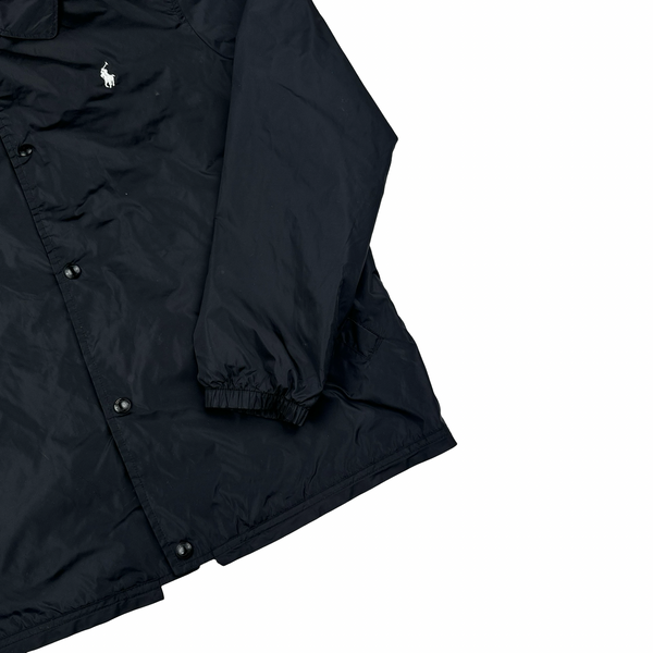 Ralph Lauren Black Double Lined Buttoned Windbreaker Jacket - Medium