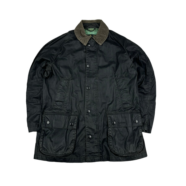 Barbour Dark Green Cotton Wax Field Jacket - Large