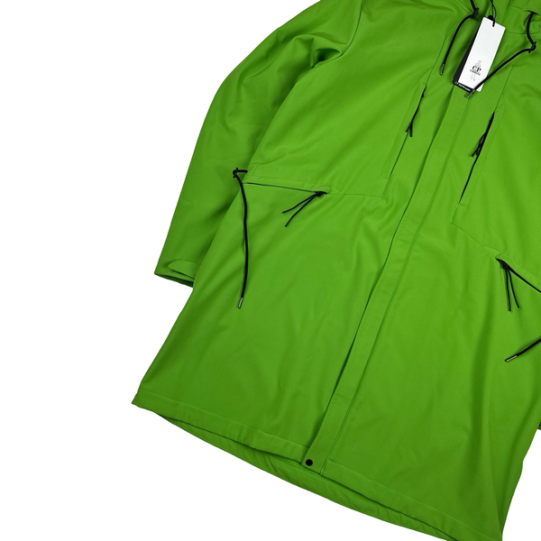 CP Company Green Fleece Lined Long Soft Shell Lens View Jacket - Large