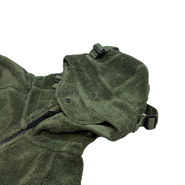 Stone Island 2021 Khaki Green Teddy Fleece Zipped Jacket - Medium