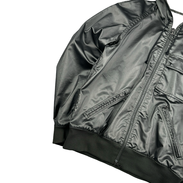 Prada Archive Silver Green Cotton Wool Blend Zipped Hooded Jacket