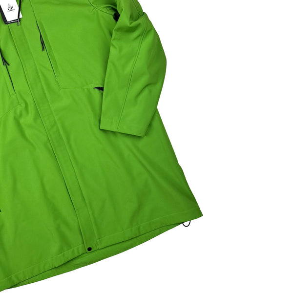 CP Company Green Fleece Lined Long Soft Shell Lens View Jacket - Large