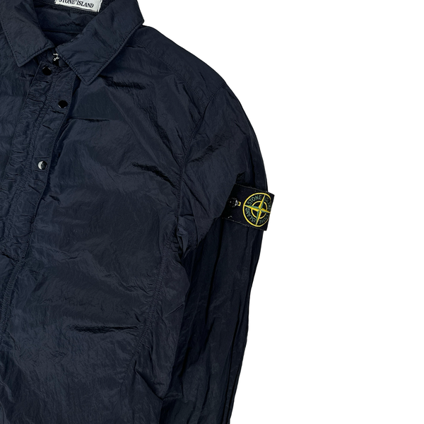 Stone Island Navy Blue Nylon Metal Shimmer Overshirt - Medium