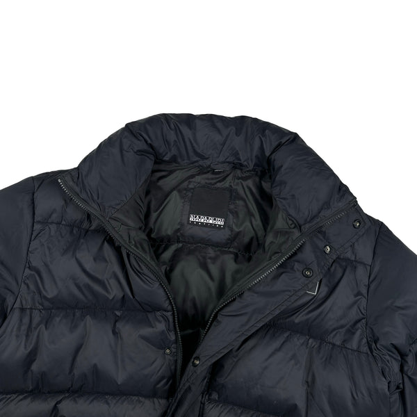 Napapijri Black Spellout Puffer Zipped Jacket - Small