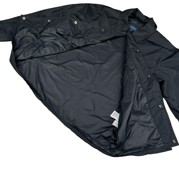 Ralph Lauren Black Double Lined Buttoned Windbreaker Jacket - Medium
