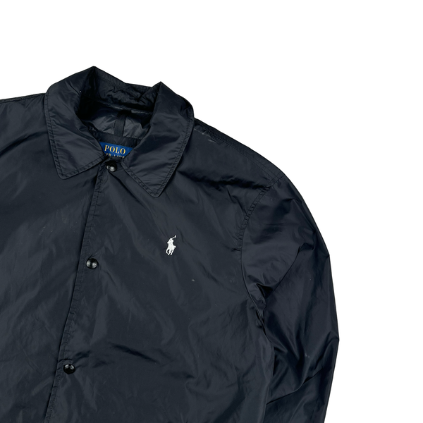 Ralph Lauren Black Double Lined Buttoned Windbreaker Jacket - Medium