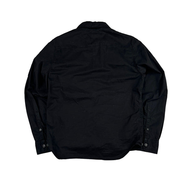 CP Company Black Cotton Lens View Zipped Overshirt - Small