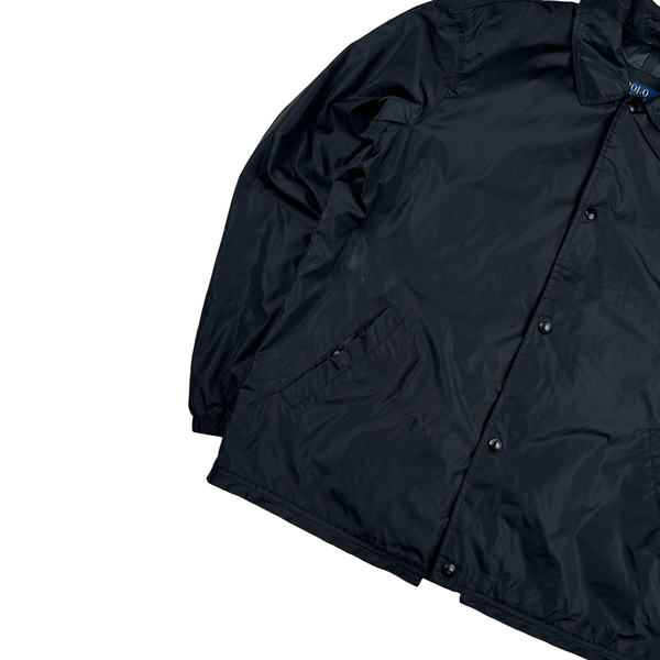 Ralph Lauren Black Double Lined Buttoned Windbreaker Jacket - Medium