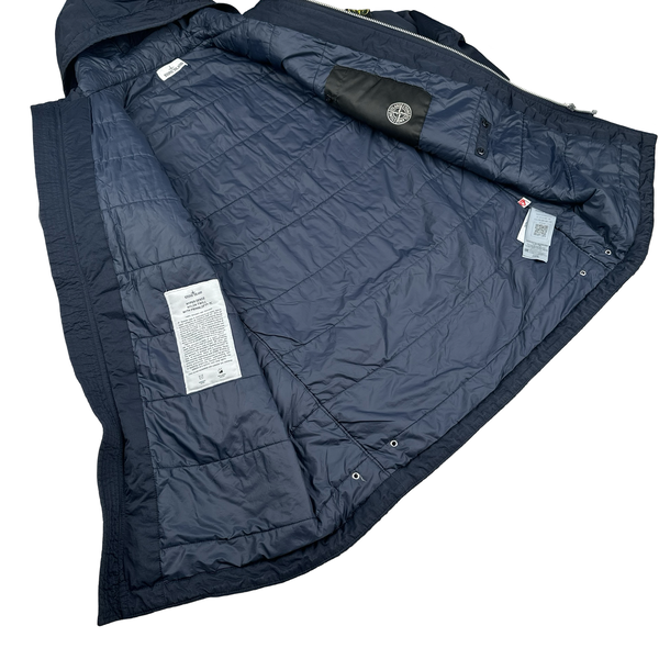 Stone Island 2023 Navy Hyper Dense Nylon Twill Primaloft Long Jacket - Large