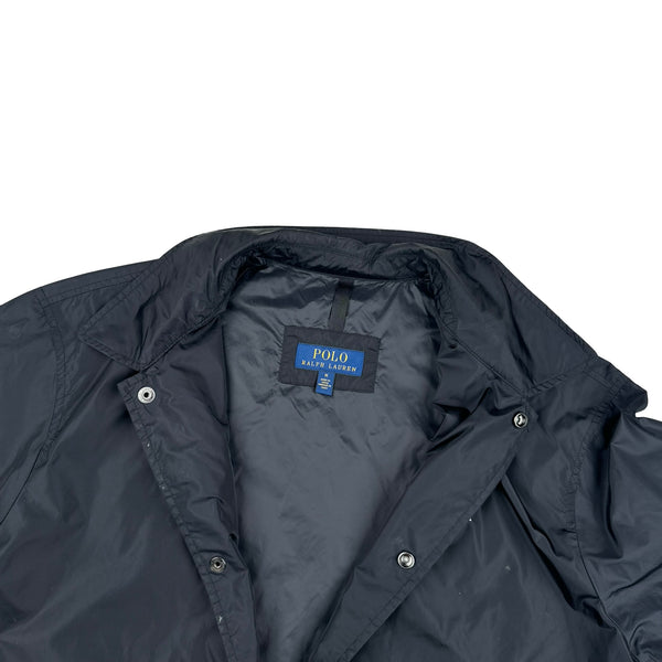 Ralph Lauren Black Double Lined Buttoned Windbreaker Jacket - Medium