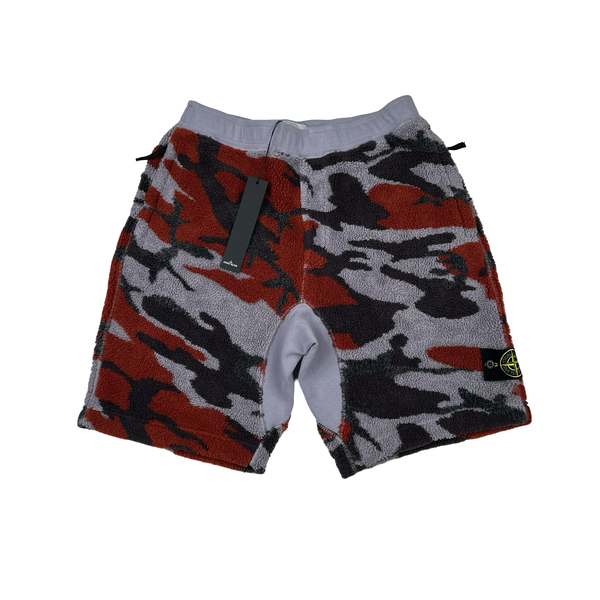 Stone Island 2022 Camo Teddy Fleece Crewneck Shorts Sweatshirt - Medium