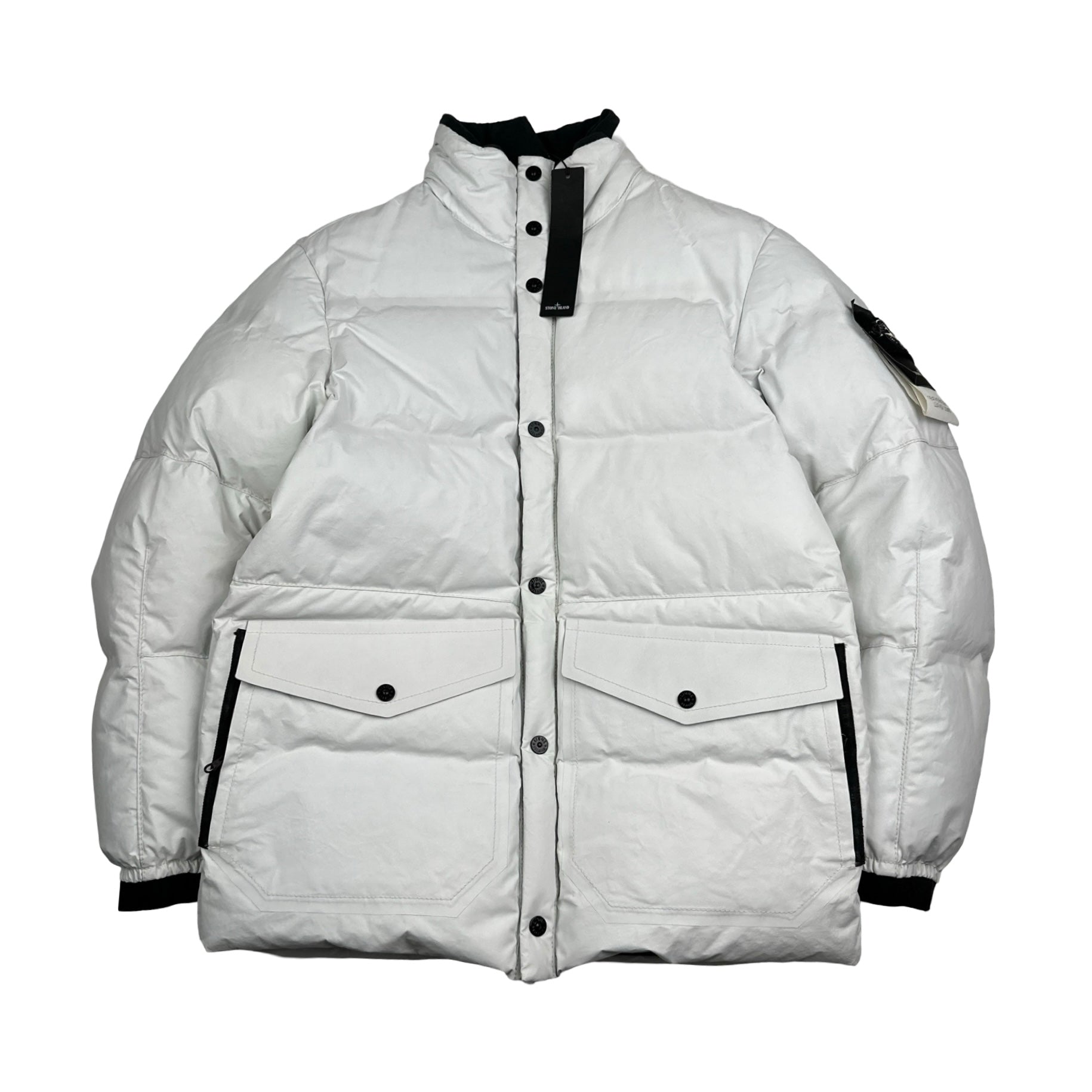 Stone Island 2016 White Featherweight Down Leather Puffer Jacket 
