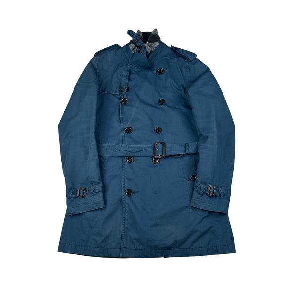 Burberry Brit Navy Nova Check Lined Trench Coat - Medium