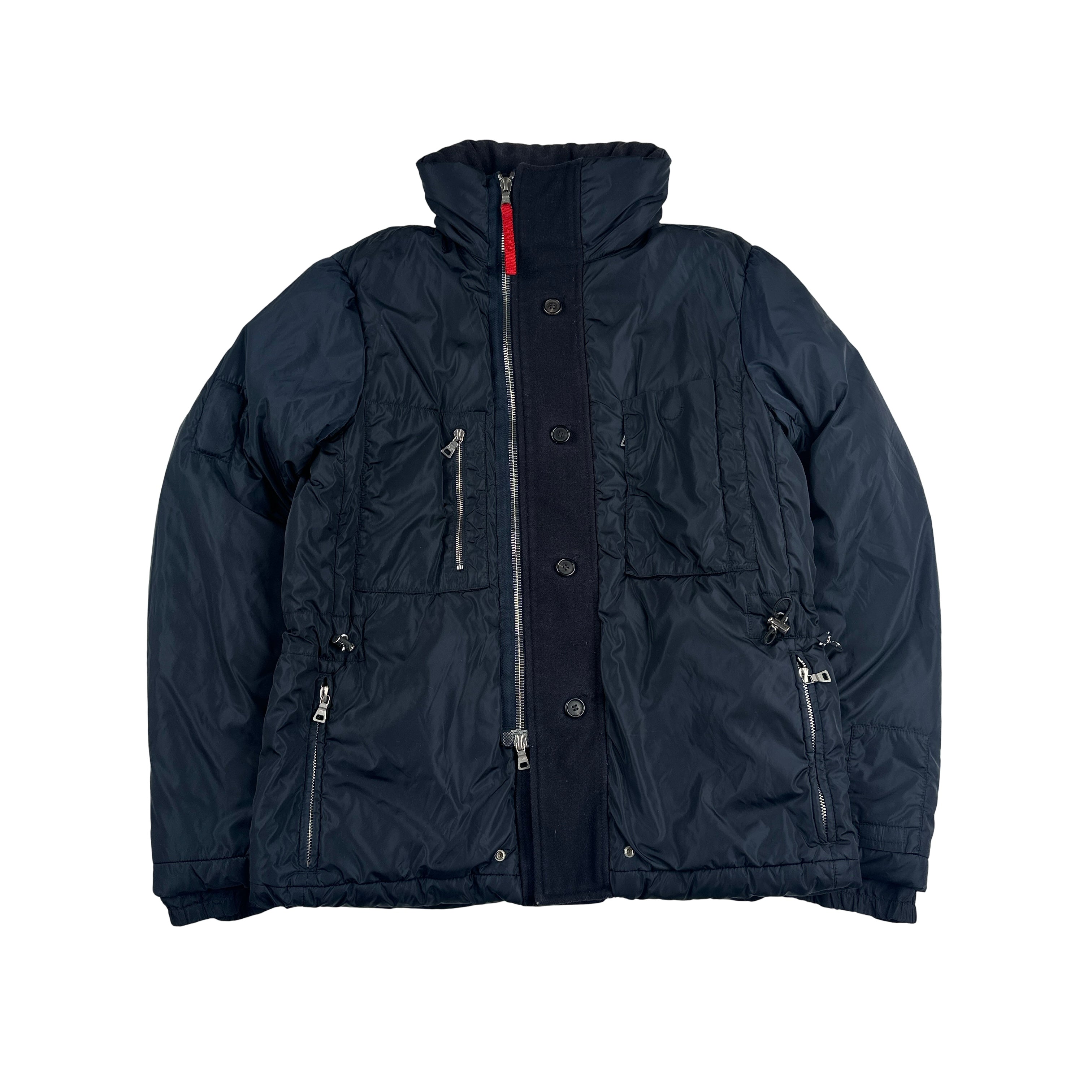 Prada Sport Insulated Navy Nylon Red Tab Zip Padded Jacket