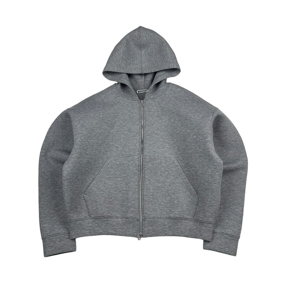 Weekday Grey Cropped Boxy Fit Zipped Hoodie - Medium