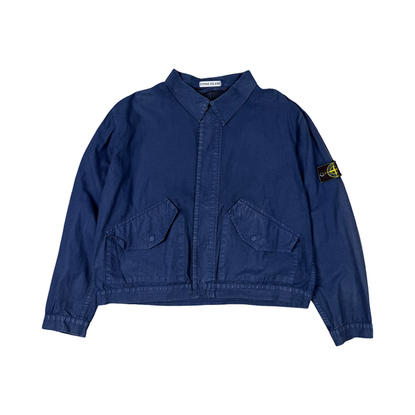 Stone Island 1998 Vintage Resin Coated Cotton Multi Pocket Green Edge Jacket - XL