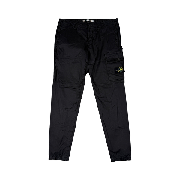 Stone Island 2021 Black Slim Fit Cotton Cargo Trousers - 38"