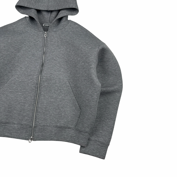 Weekday Grey Cropped Boxy Fit Zipped Hoodie - Medium