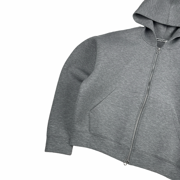 Weekday Grey Cropped Boxy Fit Zipped Hoodie - Medium