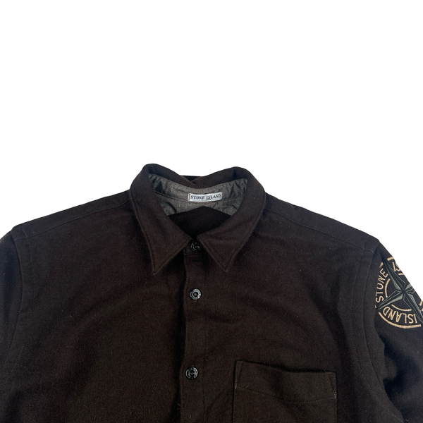 Stone Island 2005 Lana Wool Blend Compass Patch Overshirt - Medium