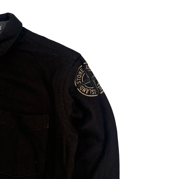 Stone Island 2005 Lana Wool Blend Compass Patch Overshirt - Medium