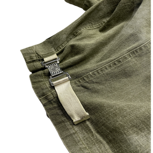 Stone Island 80's Vintage Green Cotton Canvas Button Up Jacket - Small