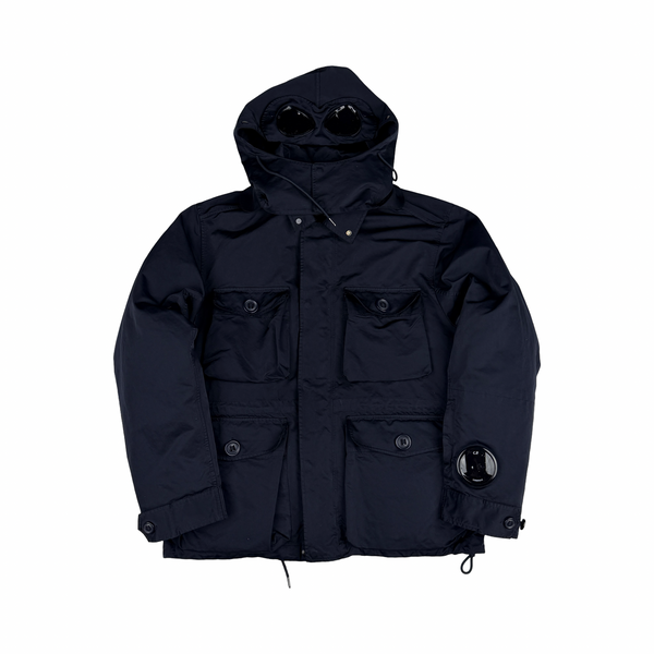 CP Company Navy Micro Kei Double Layer Hooded Goggle Field Jacket - Medium