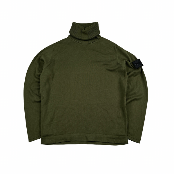 Stone Island Khaki Thick Roll Neck Knit - Large