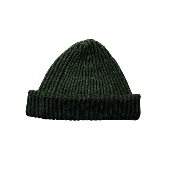 Stone Island Two Tone Green Ribbed Wool Badge Beanie Mat s Island