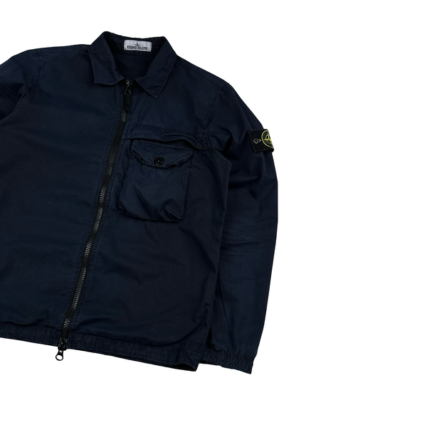 Stone Island 2020 Navy Cotton Zipped Overshirt - Small