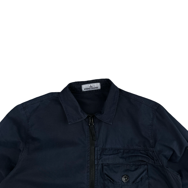 Stone Island 2020 Navy Cotton Zipped Overshirt - Small