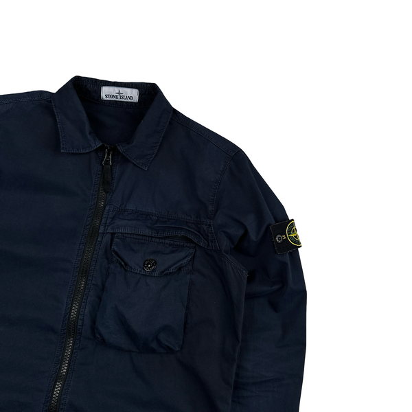 Stone Island 2020 Navy Cotton Zipped Overshirt - Small