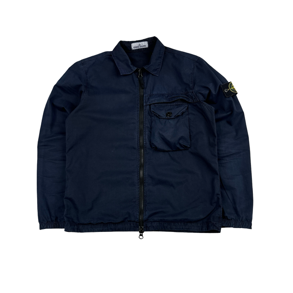 Stone Island 2020 Navy Cotton Zipped Overshirt - Small