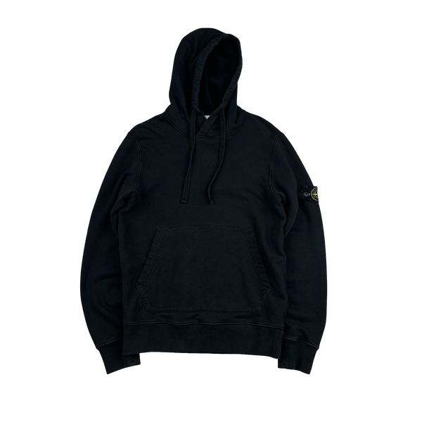 Stone Island 2020 Black Cotton Pullover Hoodie - Small