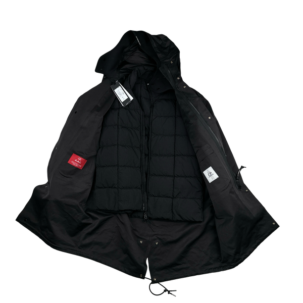 CP Company Black Gore G-Type Ripstop Down Lined Long Jacket - XXL