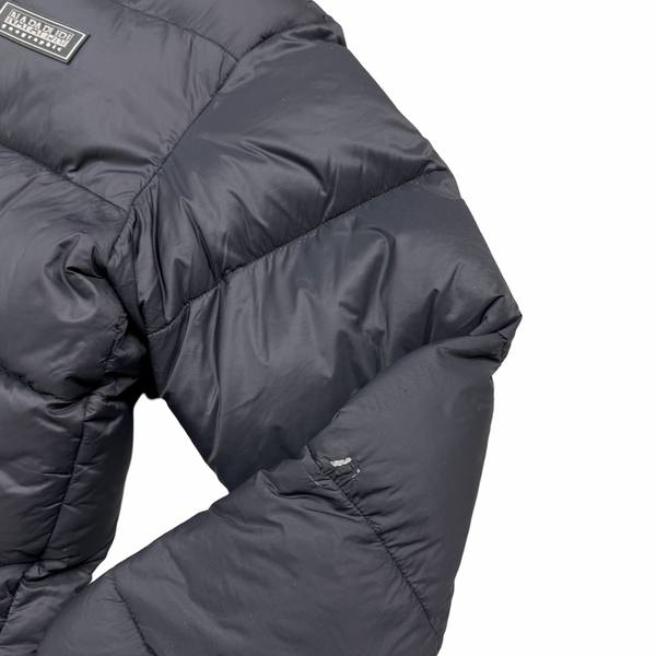 Napapijri Black Spellout Puffer Zipped Jacket - Small