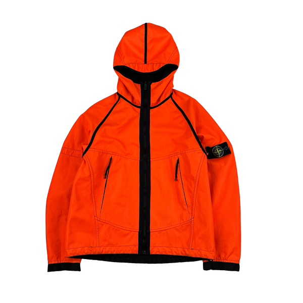 Stone Island 2006 Neon Orange Reversible Khaki Spellout Jacket - XL