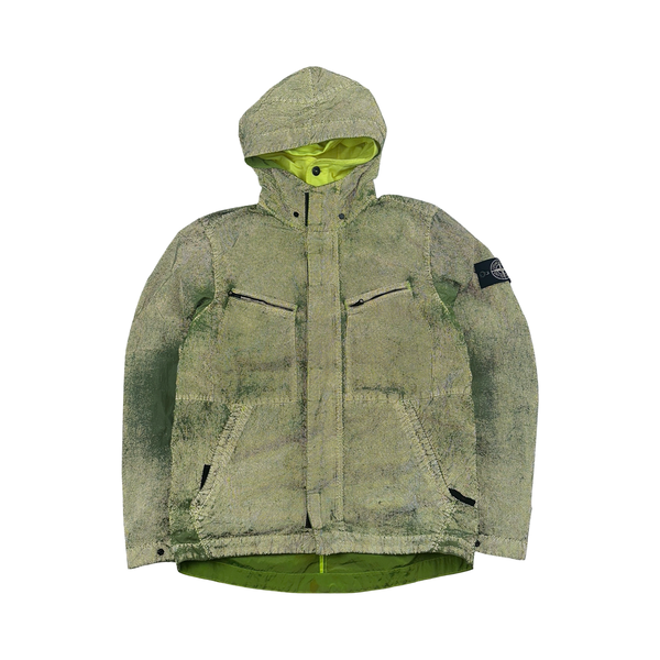 Stone Island 2016 Green Silver Pixel Reflective Hooded Jacket - Medium