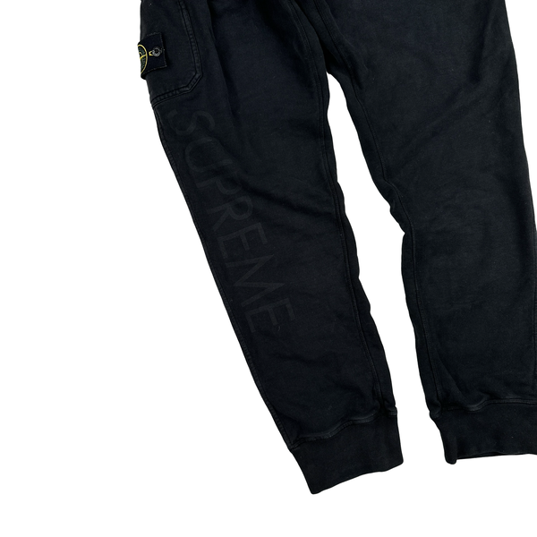 Stone Island Supreme 2014 Black Cotton Spellout Tracksuit Set - Large