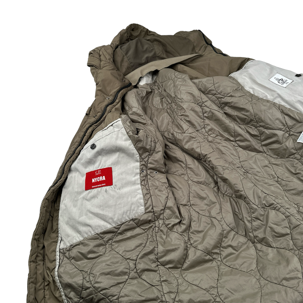 CP Company Brown Nycra Quilted Fishtail Parka Jacket - Medium