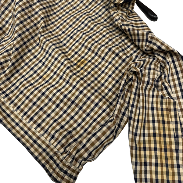 Aquascutum Checked Cotton Reversible Navy Harrington Jacket- XXL