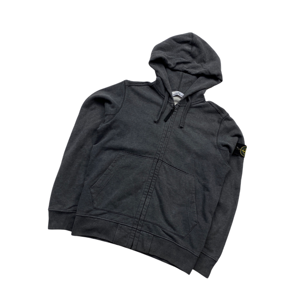 Stone Island 2018 Dark Grey Cotton Zipped Hoodie - Medium