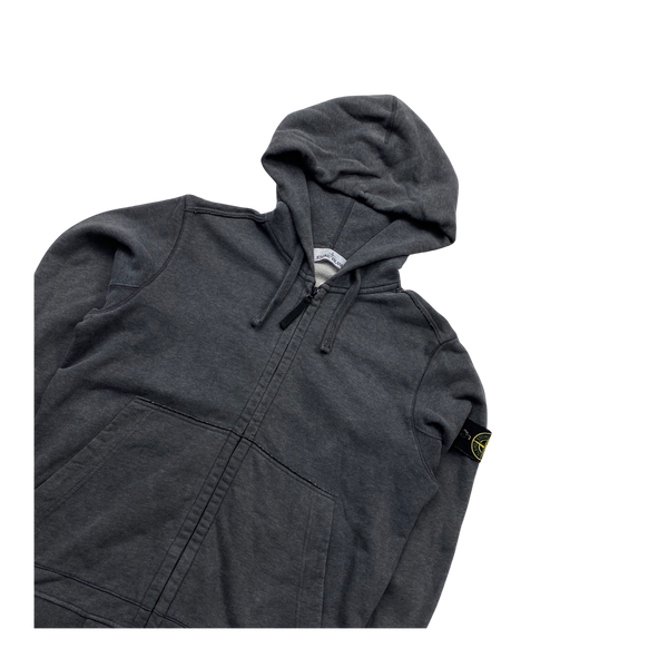 Stone Island 2018 Dark Grey Cotton Zipped Hoodie - Medium