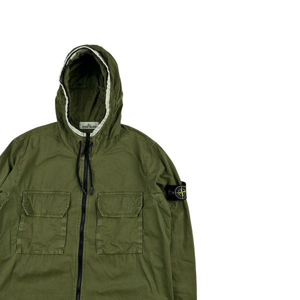 Stone Island 2022 Green Supima Cotton Hooded Overshirt Jacket - Medium